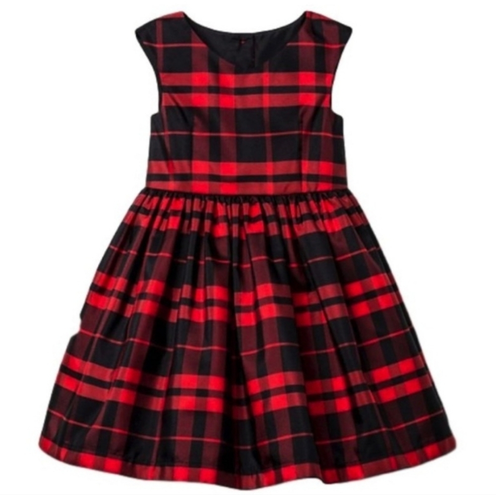 Mia & Mimi Red and Black Buffalo Plaid Tartan Kids Holiday Dress